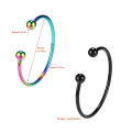 316L Stainless Steel Bangle Bracelet Screw End Ball Cuff Charm Beads DIY Jewelry for Women Men.