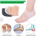 Silicone Gel Heel Pad Socks For Heel Swelling Pain Relief ,Dry Hard Cracked Heels Repair Cream Foot Care Ankle Support Cushion - For Men And Women (Set of 2).