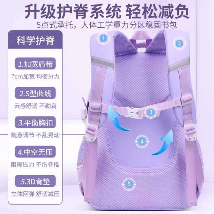 Schoolbag%20Girls%20136%20Grade%20Lightweight%20Burden%20Alleviation%20Spine%20Protection%20Two%20Four%20Five%20Primary%20School%20Students%20Girls'%20Backpack%20-%20Image%203