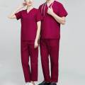 Nursing Scrubs Set Uniforms Set for Hospital Nursing Massaging M Dark Red. 