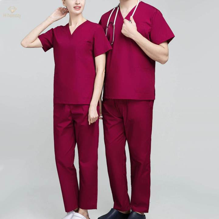 Nursing%20Scrubs%20Set%20Uniforms%20Set%20for%20Hospital%20Nursing%20Massaging%20M%20Dark%20Red%20-%20Image%205
