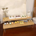 Solid Wood Acrylic Display Stand Desk Perfume Storage Rack Nail Polish Organizer Shelf Transparent Trapezoidal Doll Display Rack.