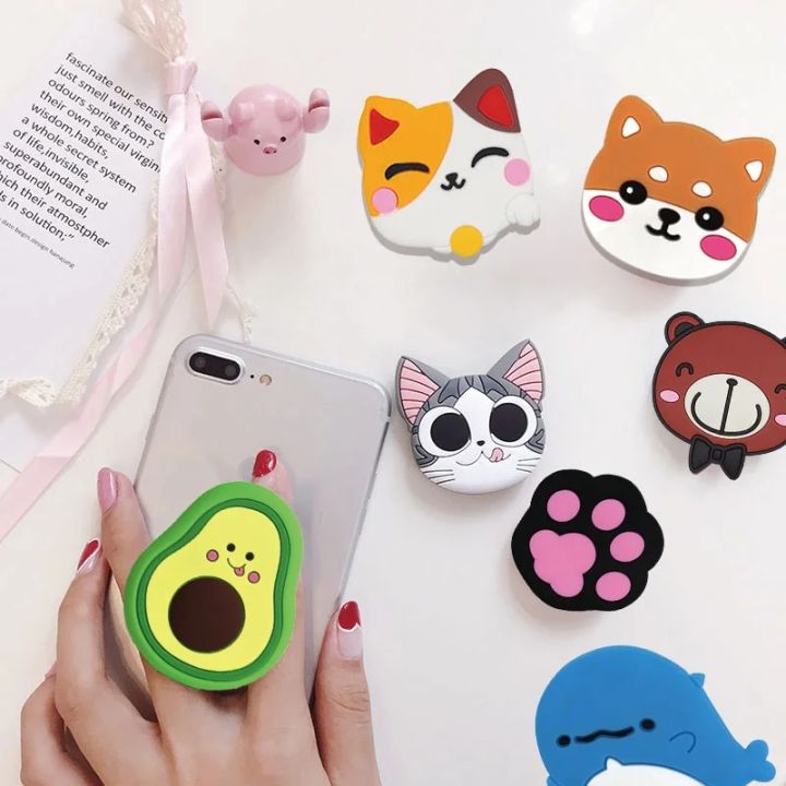 Cute Cat Cartoon Mobile Phone Holder Universal Colorful Mobile Phone Accessorie Stand Holder Expanding Phones Holder Grip