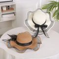 Sun Hat for Women Foldable Big Brim Floppy Girls Straw Hat Sun Hat with Bowknot Elegant Protection Shading Beach Hat for Women.
