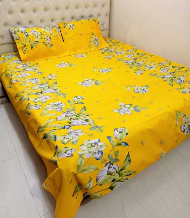 Digital Home Tex Cotton 7.5 Feet By 8 Feet King Size Bedsheet With Two Pillow Covers - Bed Sheet