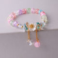 Korean New Sweet Daisy Flower Bracelet For Women Colorful Crystal Beaded Elastic Rope Bracelets Girl Party Wedding Jewelry Gifts. 