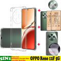BLKNAIM 5-in-1 NEW For OPPO Reno 12F case Anti-fall Color phone case +2PCS Matte Ceramic Film +Carbon Fiber Back Film +Lens Film.