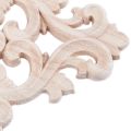 Harmony 2 Pcs Rubber Wood Carved Long Applique Unpainted Flower Walls Cabinets Door Decor Wood Color, 21X15cm & 15cm Type B.