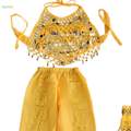 Kids Belly Dance Costumes Set Oriental Kids Indian Dance Costume 140cm Yellow.
