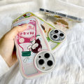 Hontinga for Samsung Note 20 Back Cover Free Holder Lovely Girl Soft Wavy Case Camera Protection Transparent TPU Mobile Cover. 
