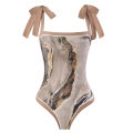 2024 New European and American Bikini Retro Lace-up Slim Split Swimsuit Hot Spring Beach Swimsuit Two-Piece Set Women.