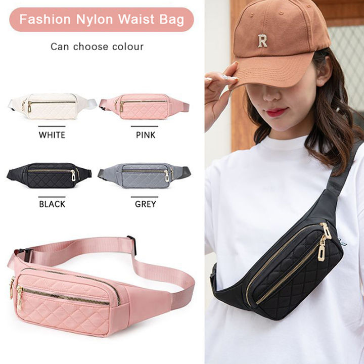 Women PlaWaist Bag Female Canvas Waterproof Belt Bags Designer Crossbody Chest Bag Ladies Fashion Fanny Pack Cherry Super Store