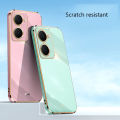 Biruiqu for VIVO Y18 Back Cover Luxury 6D Plating Frame Shiny Bling Phone Pounch Soft Silicone Square Phone Case.