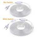 220V LED Strip Waterproof 2835 120Leds/m High Bright LED Strip Light with Switch White Warm White Natural White Ribbon Rope Tape. 