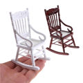 Miniature Wooden Rocking Chair Furniture Model for 1/12 Scale Dollhouse MJD.