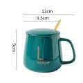 {ABS} Cup Ceramic Gift Set Mug Tea Morning Coffee Milk with Handle Lids Spoon Household For Gift / Office / Home Set Cawan Seramik Hadiah Hari Jadi.