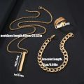 3pcs/set Mens Stainless Steel Glamour Chain Bracelet & Ring Set for Men. 