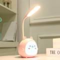 Cute Cartoon LED Reading Lamp Three-Speed Dimming USB Charging Reading Desk Lamp Sleeping Eye Protection Student Night Light.