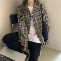 Spring and Autumn Plaid Shirt Coat Women's Clothing Design Sense Niche Shirt 2021 New Retro Hong Kong Style Long-Sleeved Top.