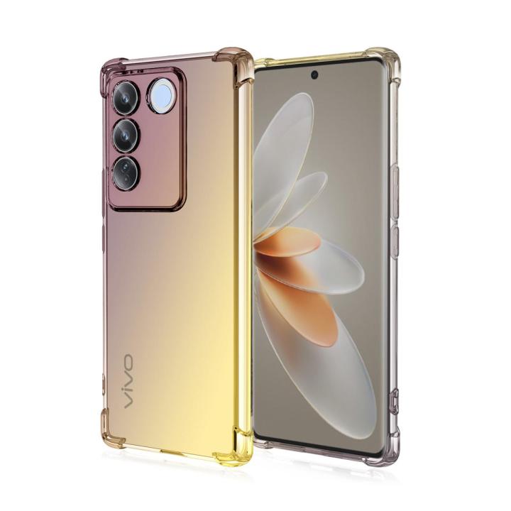 lthmy for Vivo V27 5G Gradient Color Case Cover Soft TPU Silicone Phone Cases Back Cover Shockproof Casing