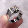 Chiba 18K white gold moissanite men's diamond ring men's rose gold 1 diamond ring sandblasted frosted white gold ring. 