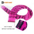 Synthetic One Card Hair Extension Wig Hair For Women Long Straight Clip-in Colored Zebra Line Feather Hair Extensions Hair. 