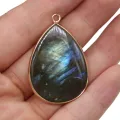 Drop-shaped Flash Labradorite Pendant Charms For DIY Necklace Handiwork Sewing Craft Jewelry Accessory Making. 