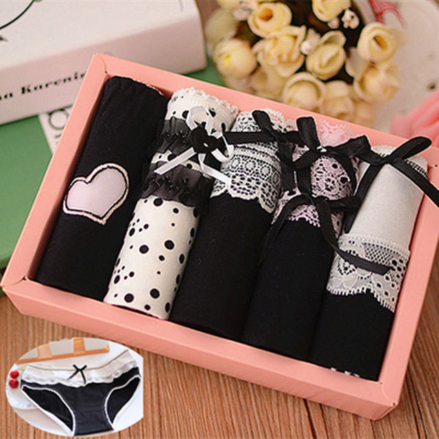 5Pcs/Lot Cotton Panties Women Underwear Briefs Girls Lace Panties Lingerie Intimates Shorts Lady Underpants Calcinhas Panty