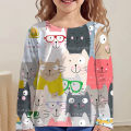 Kawaii tops kids T shirt for girls tee shirt from 9 to 12 years Korean children's clothes 2023 autumn girl's animals T-shirts. 