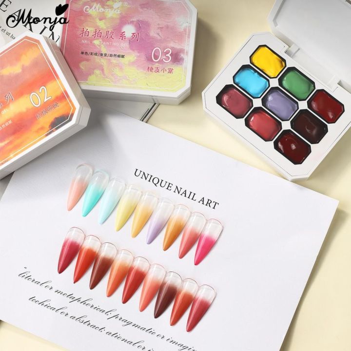 Monja%209%20Colors/box%20Nail%20Art%20UV%20Gel%20Pat%20Painting%20Drawing%20Gels%20Quick%20Dry%20No-wipe%20Colors%20Gradient%20Paint-Drawing%20Changing%20Soak%20Off%20Polish%20DIY%20Manicure%20Design%20Decor%20Tools%20-%20Image%206
