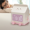 1 PCS Milk Carton Alarm Clock Wind Milk Carton Electronic LED Smart Clock Bedroom Bedside Dormitory Student Clock Pink.