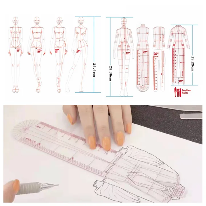 Women Fashion Drawing Ruler Figure Template for Illustration Sketch Template cnx