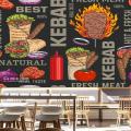 Custom Kebab Fast-food Restaurant Background Wallpaper Industrial Decor Mural Snack Bar Wall Paper Papel De Parede Papel Tapiz.
