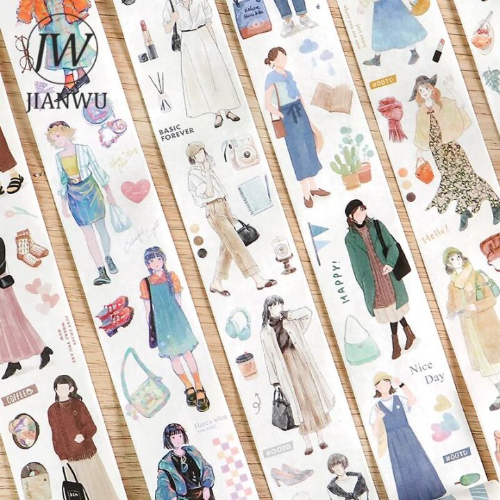 JIANWU 40mm*300cm Today’s Outfit Series Literary Character Material Decor Washi Tape Creative DIY Journal Collage Stationery