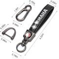 Key Chain, Genuine Leather Keychain Car Bike Motorcycle Key Chain Accessories Keyring with Yamaha Logo (Black). 