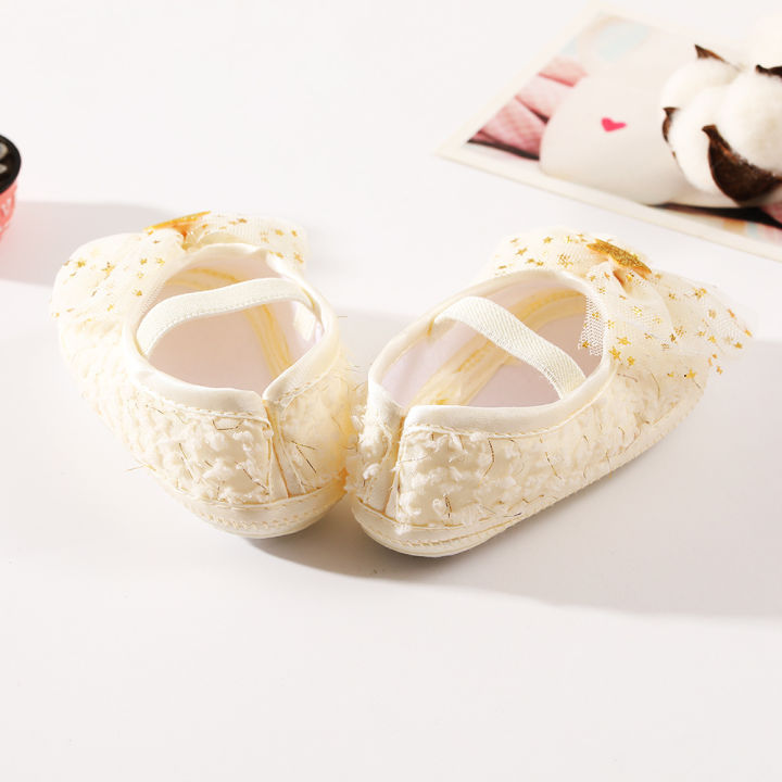 2pcs%20Baby%20Shoes%20+Baby%20Hairband%20Set%20Sequin%20Pentagram%20Flower%20Bow%20knot%20Baby%20Girls%20Flat%20Lace%20Princess%20Headdress%20Lace%20Soft%20Shoes%20Newborn%20Toddler%20Leaning%20Shoes%20-%20Image%207