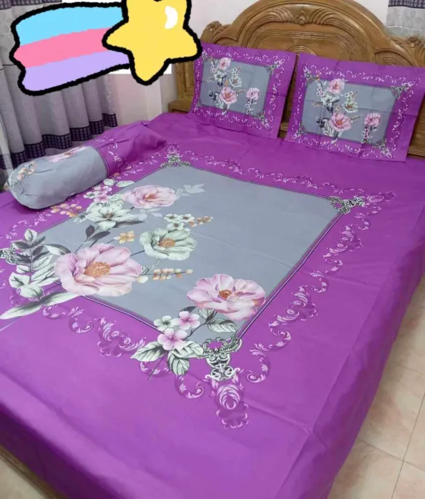 King%20size%20cotton%20bed%20sheet%20with%20matching%203%20pillow%20covers%20-%20Image%207