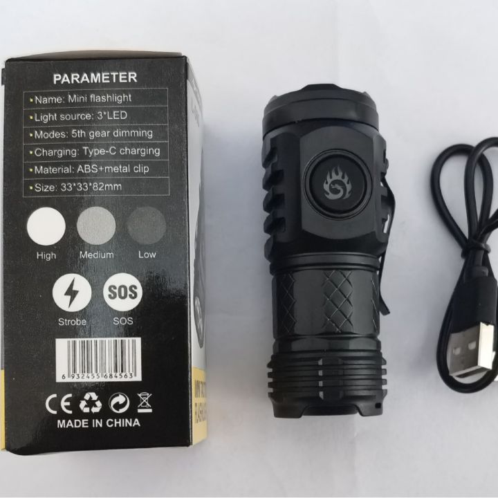 Mini%20Tactical%20Torch%20Super%20Bright%203%20LED%20Flashlight%20Type-C%20Rechargeable%20Camping%20Light%20ABS+Metal%20Clip%20Hiking%20Lamp%20Easy%20To%20Carry%20-%20Image%202