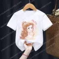 2022 Belle Children T-Shirt Disney Princess Anime T Shirt Clothes Cartoons Fairy Tales Kawaii Casual Top Kid Boy Girl Tee Shirts. 