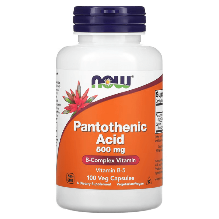 Pantothenic Acid Supplement (Vitamin B-5) 500mg by NOW Supplement 100 Veg Capsules