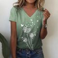 2023 New Summer New Women T Shirt 3d Flower Print V-neck Short Sleeve Blouse Fashion Plus Size T-shirts For Women Clothing Y2k.
