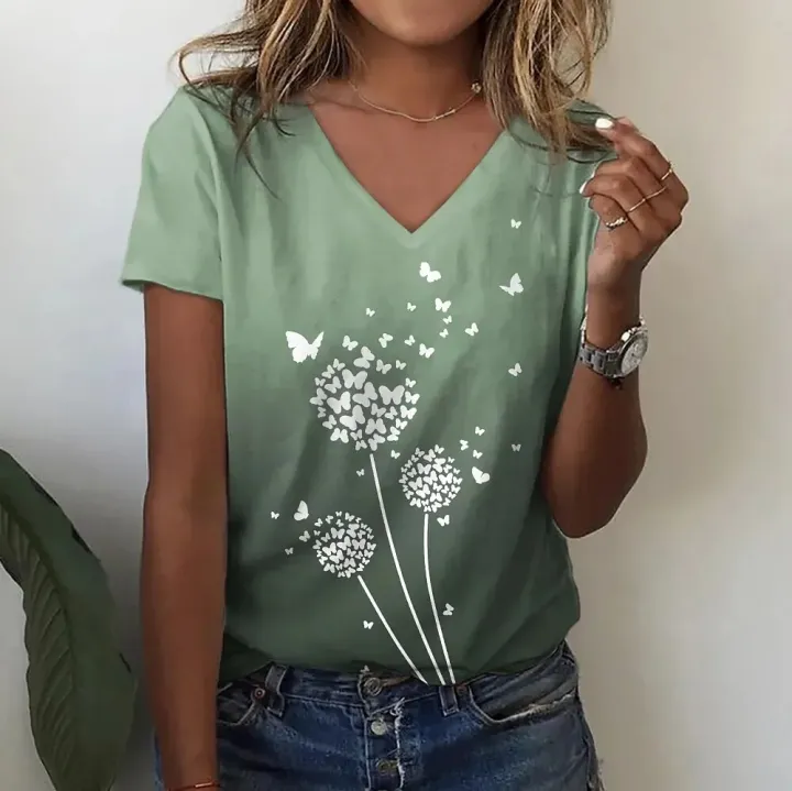 2023%20New%20Summer%20New%20Women%20T%20Shirt%203d%20Flower%20Print%20V-neck%20Short%20Sleeve%20Blouse%20Fashion%20Plus%20Size%20T-shirts%20For%20Women%20Clothing%20Y2k%20-%20Image%206
