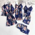 Pajamas for Women Pijama 5 Pieces Set Sexy Ladies Pyjama Sleepwear Women Pajama Sets Sleep Lounge with ChPads Homewear.
