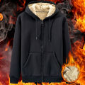 IELGY lamb wool warm men's hooded zipper jacket.