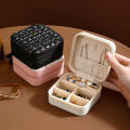 Creative Weaving Pattern Jewelry Box Necklace Box Mini High Quality Weaving Pattern Jewelry Case PU Leather Square Jewelry Box for Travel Accessory Gift for women Fashion Enthusiasts Jewelry.