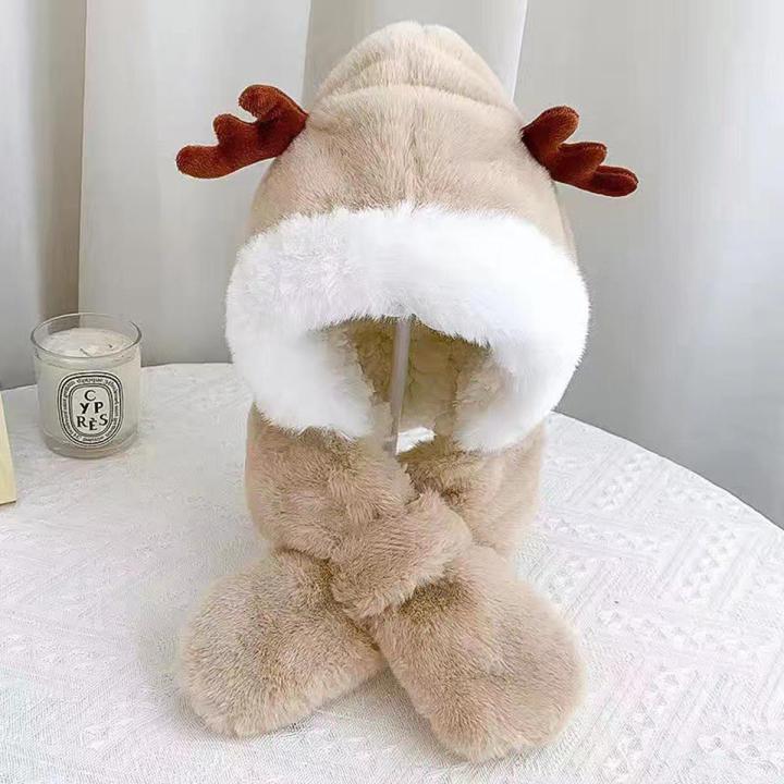 Cute%20Antler%20Baby%20Hat%20Winter%20Plush%20Warm%20Baby%20Scarf%20Hat%20Scarf%20Integrated%20Warm%20and%20Windproof%201-6%20Years%20-%20Image%202