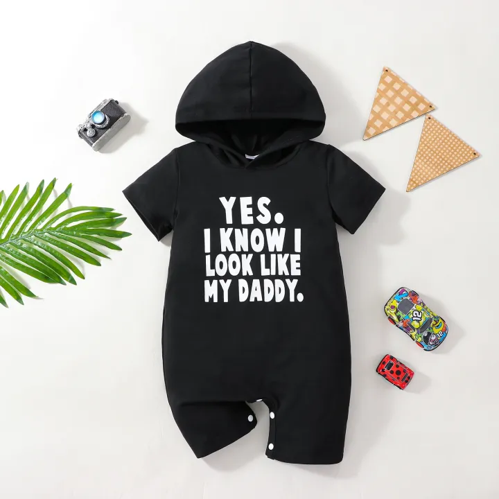 Baby%20Boys%20Casual%20Yes%20I%20Know%20I%20Look%20Like%20My%20Daddy%20Short%20Sleeve%20Hooded%20Romper%20Jumpsuit%20Clothes%20-%20Image%203
