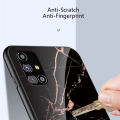 Biruiqu For Samsung Galaxy M31s Shockproof Fashion Marble Tempered Glass Back Case Cover. 