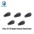 Bundle of 5 Pieces DC 12V Adapter Connector Female Socket Power Plug for LED Strip Light and CCTV Camera Easy to Use and Maintain. 