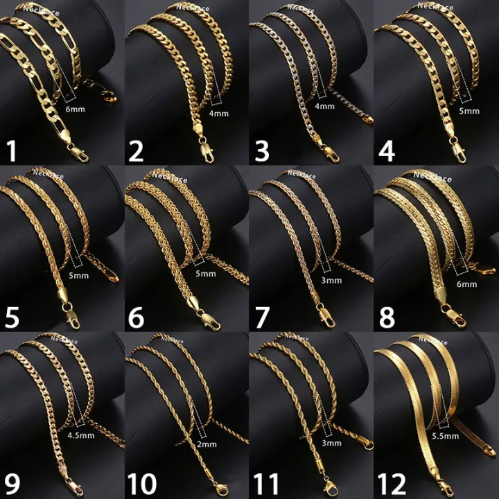 Necklace%20For%20Women%20Men%20Gold%20Color%20Figaro%20Rope%20Snake%20Curb%20Cuban%20Link%20Chain%20Mens%20Womens%20Fashion%20Jewelry%2018-24%20GNN2%20-%20Image%205